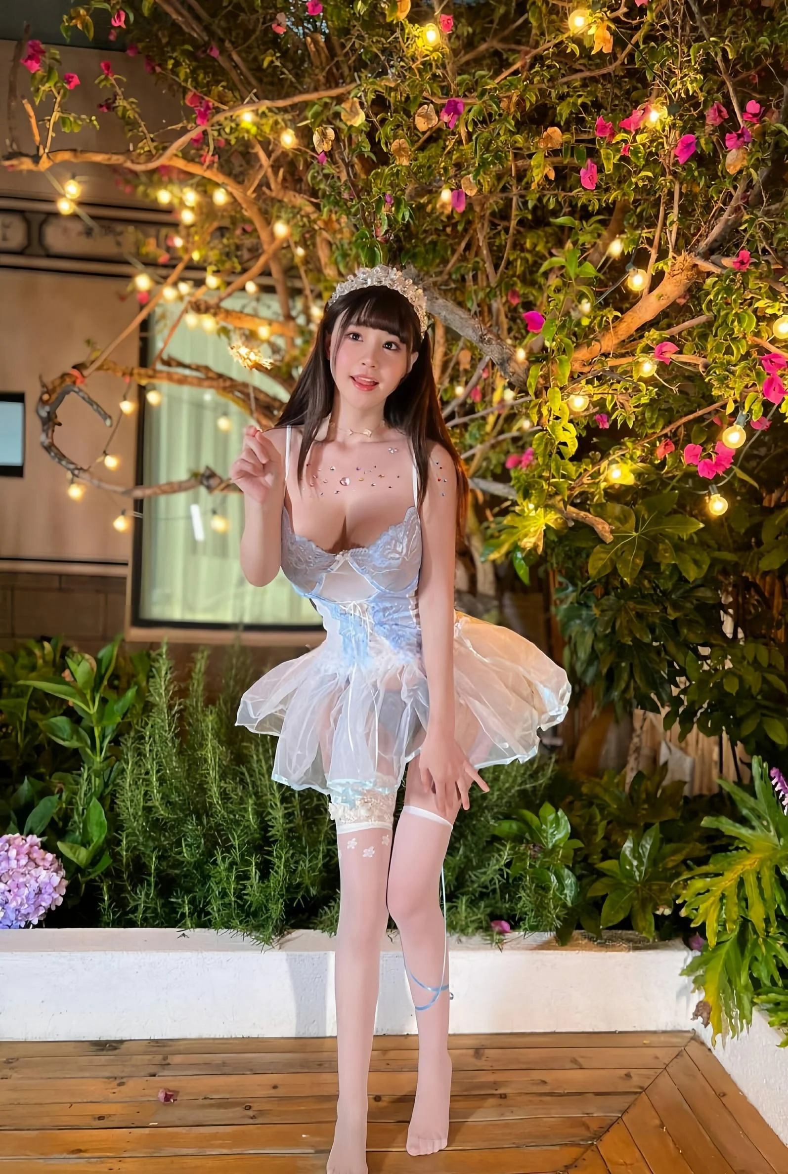 朱可儿 诱人私拍福利 蓝色透明小纱裙 +17P